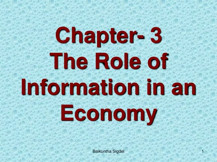 chapter 3 the role of information in an economy