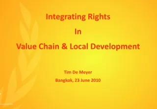 Integrating Rights In Value Chain &amp; Local Development Tim De Meyer Bangkok, 23 June 2010