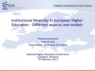 Institutional Diversity in European Higher Education - Different aspects and models