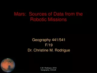 Mars:  Sources of Data from the Robotic Missions