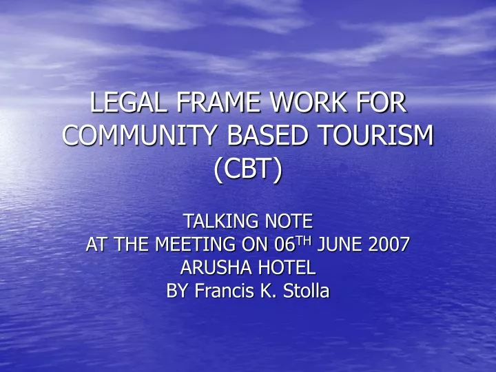 legal frame work for community based tourism cbt