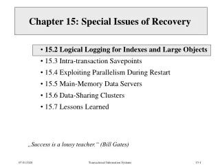 Chapter 15: Special Issues of Recovery