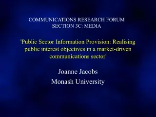 Joanne Jacobs Monash University