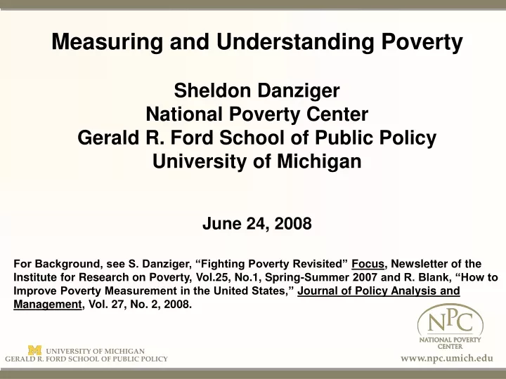 measuring and understanding poverty sheldon