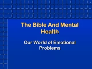 The Bible And Mental Health