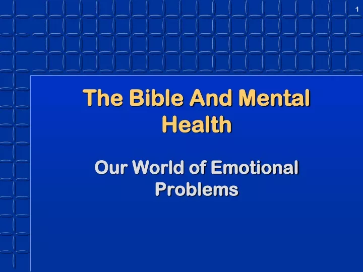 the bible and mental health