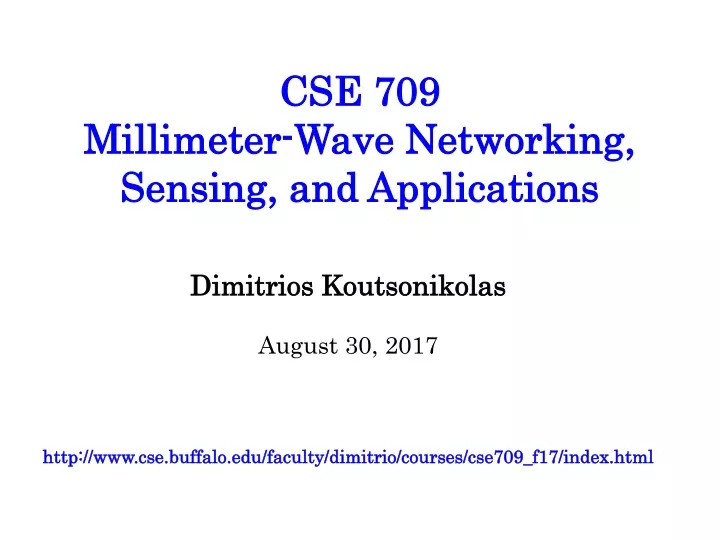 cse 709 millimeter wave networking sensing and applications