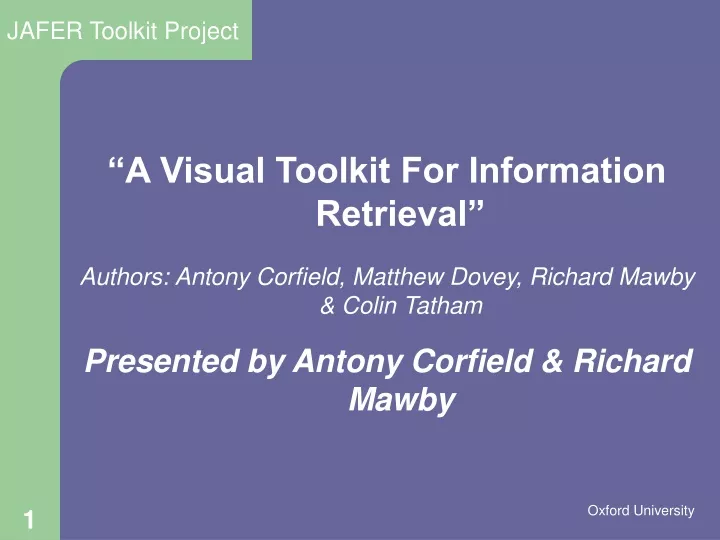 a visual toolkit for information retrieval