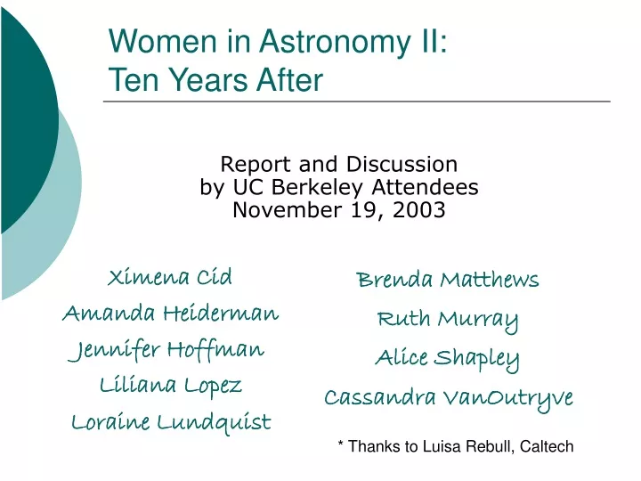 women in astronomy ii ten years after