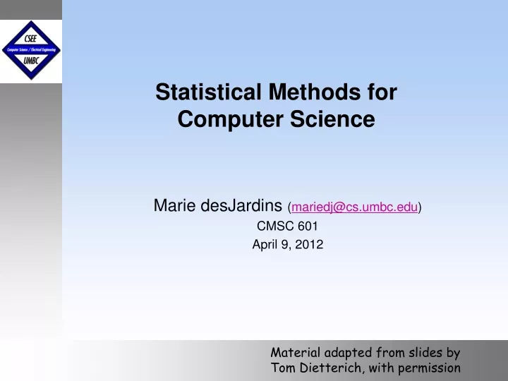 statistical methods for computer science