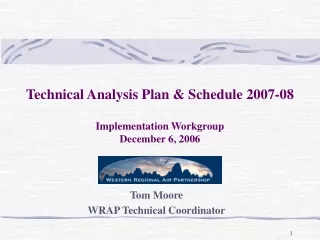 Technical Analysis Plan &amp; Schedule 2007-08 Implementation Workgroup December 6, 2006