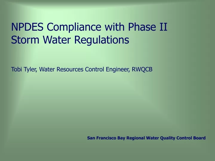 npdes compliance with phase ii storm water regulations