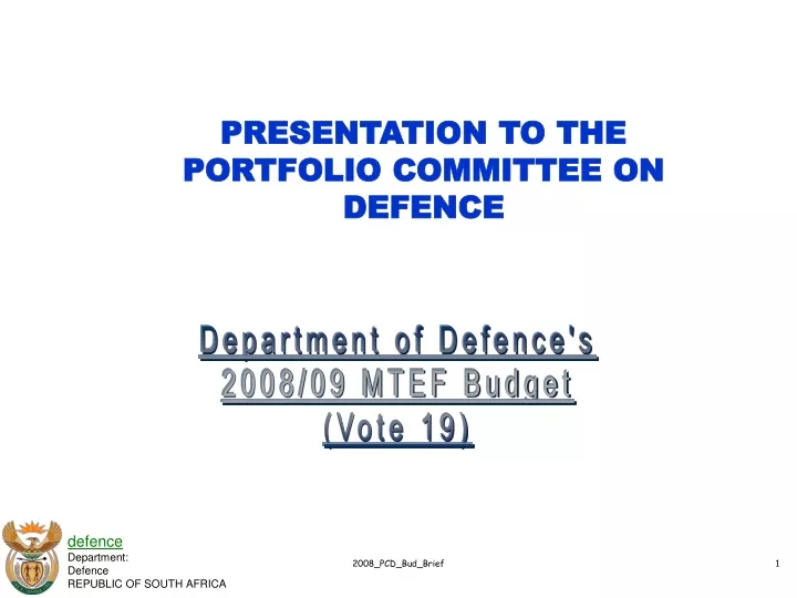 presentation to the portfolio committee on defence