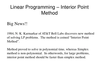 Linear Programming – Interior Point Method