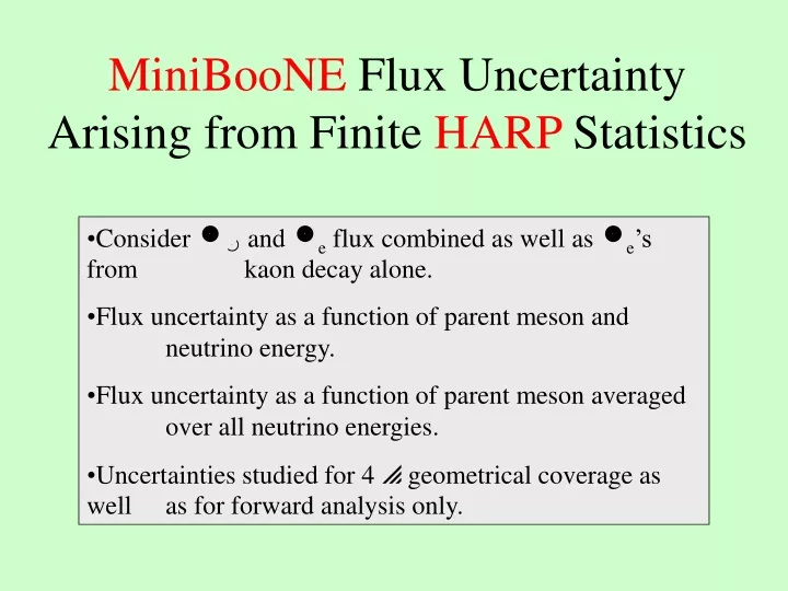 miniboone flux uncertainty arising from finite harp statistics