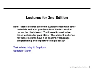 Lectures for 2nd Edition
