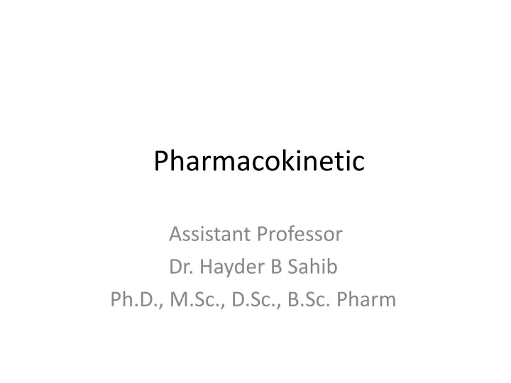 pharmacokinetic