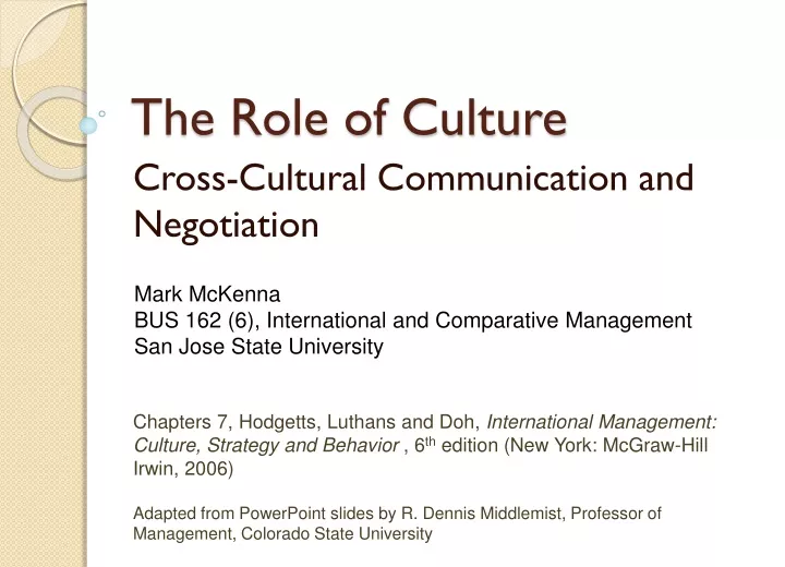 the role of culture