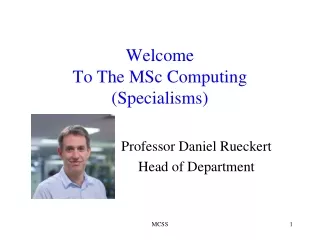 Welcome  To The MSc Computing (Specialisms)
