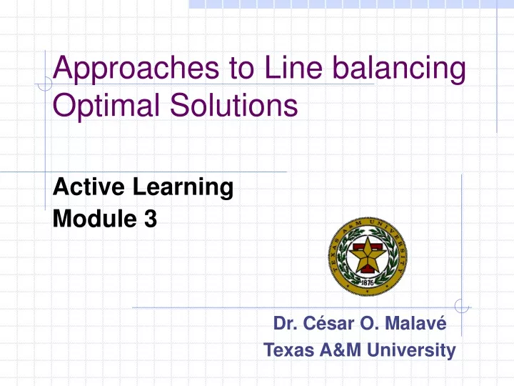 approaches to line balancing optimal solutions