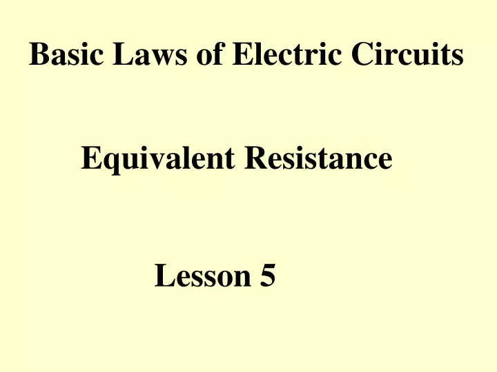 basic laws of electric circuits