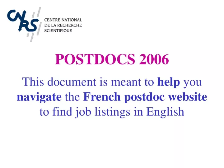postdocs 2006 this document is meant to help
