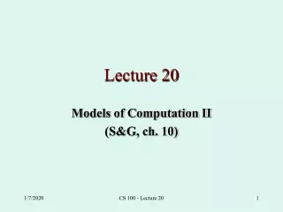 Lecture 20