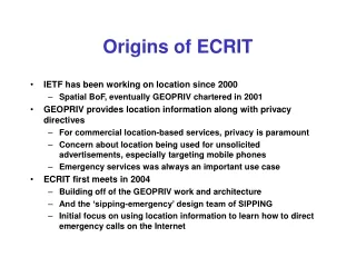 Origins of ECRIT