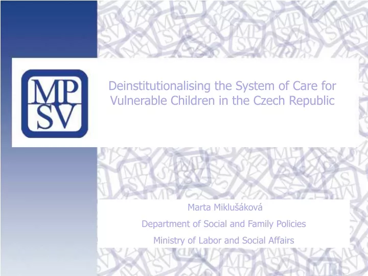 deinstitutionalising the system of care