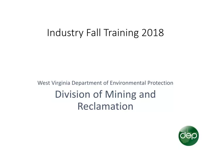 industry fall training 2018