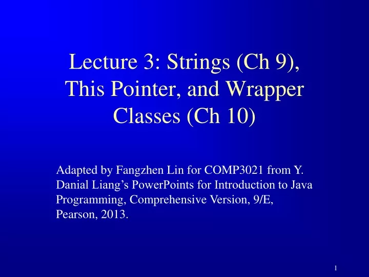 lecture 3 strings ch 9 this pointer and wrapper classes ch 10
