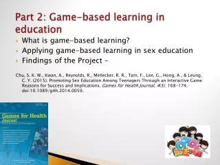 Part 2:  Game-based  learning in education