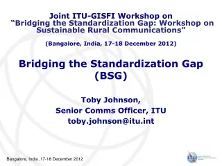 Bridging the Standardization Gap (BSG)
