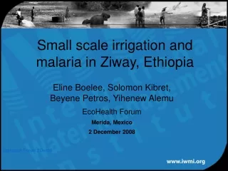 Small scale irrigation and malaria in Ziway, Ethiopia