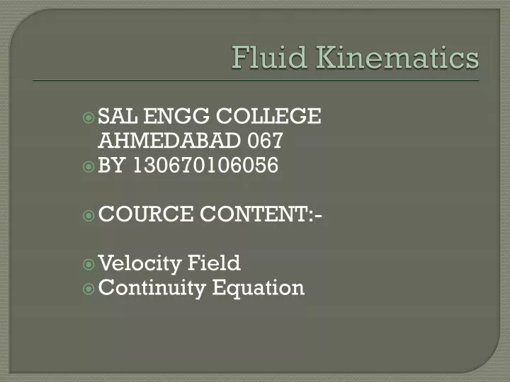 fluid kinematics