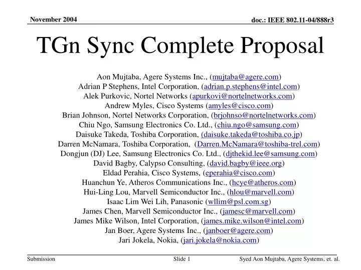 tgn sync complete proposal