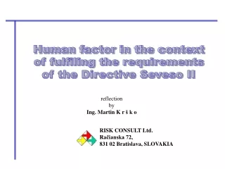 Human factor in the context  of fulfiling the requirements  of the Directive Seveso II