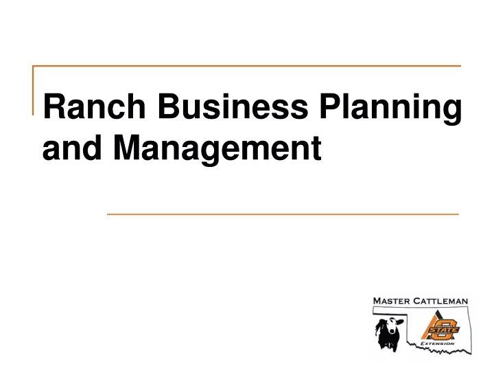 ranch business planning and management