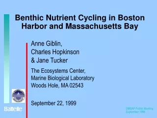 Benthic Nutrient Cycling in Boston Harbor and Massachusetts Bay