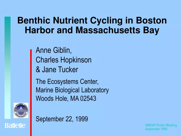 benthic nutrient cycling in boston harbor and massachusetts bay