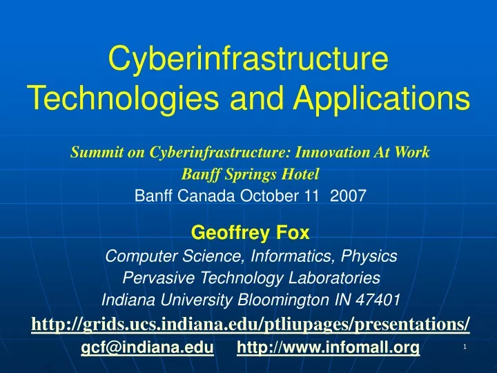 cyberinfrastructure technologies and applications