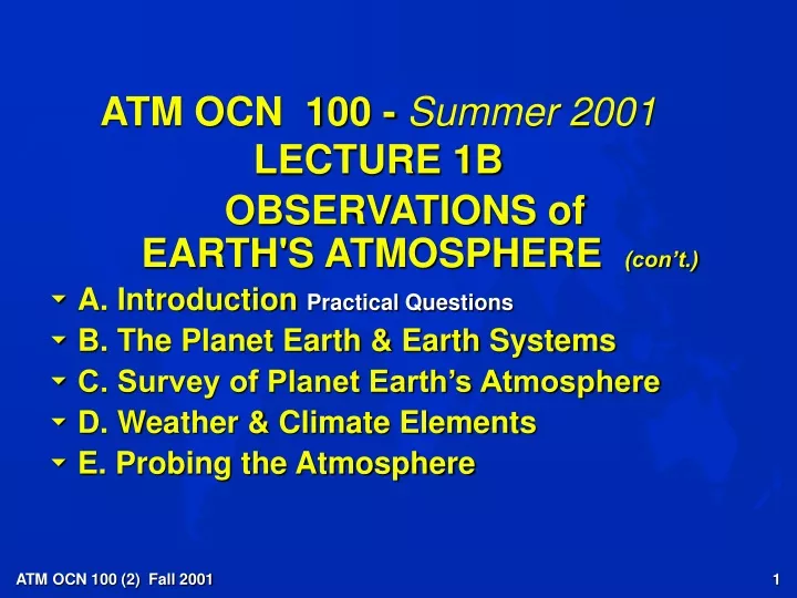 atm ocn 100 summer 2001 lecture 1b