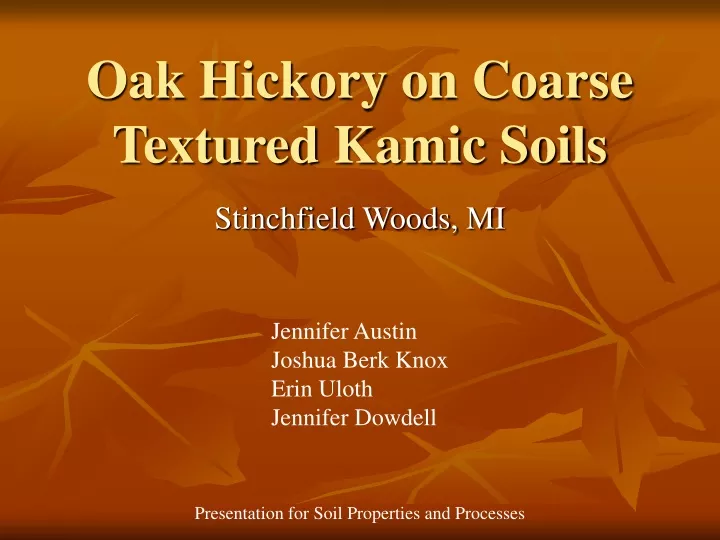 oak hickory on coarse textured kamic soils