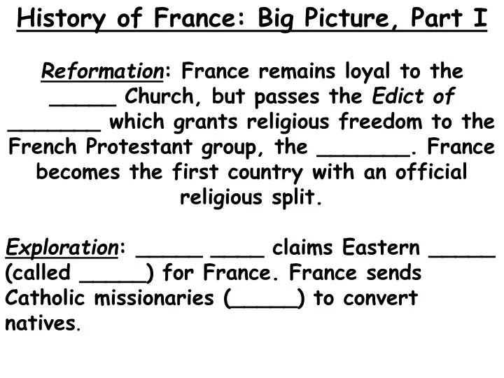 history of france big picture part i reformation