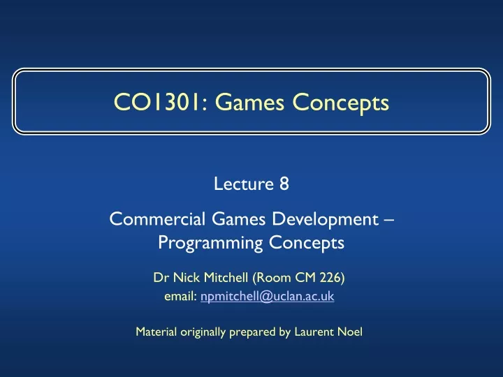 co1301 games concepts