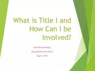 What is Title I and How Can I be Involved?