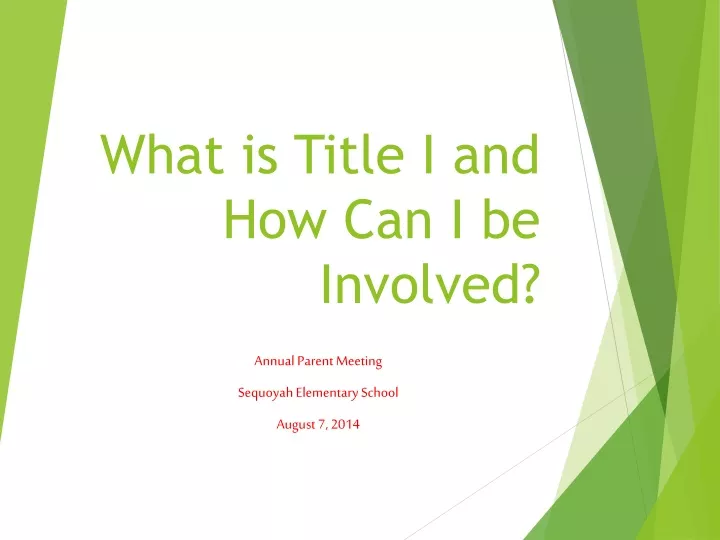 what is title i and how can i be involved