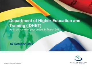 Department of Higher Education and Training ( DHET)  Audit outcome for year ended 31 March 2012
