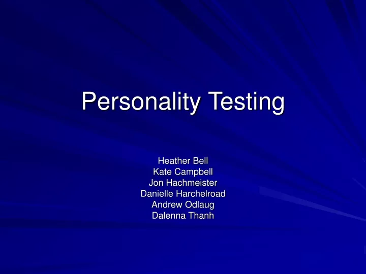 personality testing