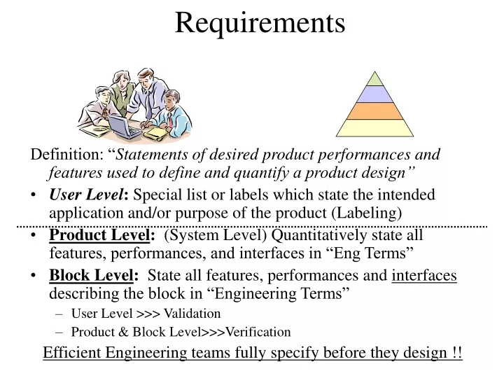 definition statements of desired product